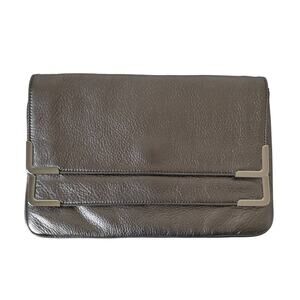 Michael Kors Metallic Grey/Silver Leather Clutch